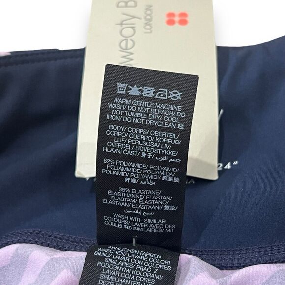 NWT Sweaty Betty 7/8 Power Pocket Workout Leggings XS Navy Blue Slant Print - Picture 7 of 10